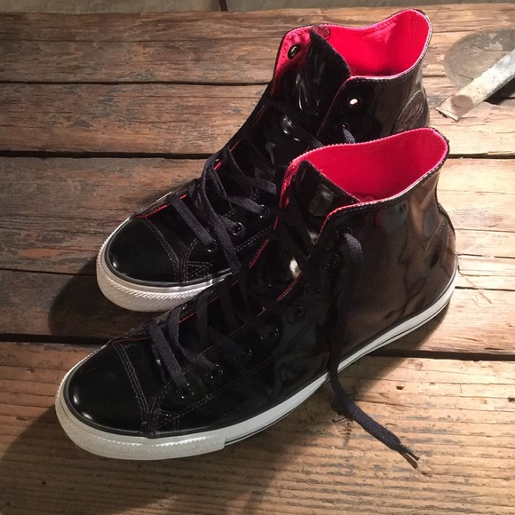 black patent leather chuck taylors